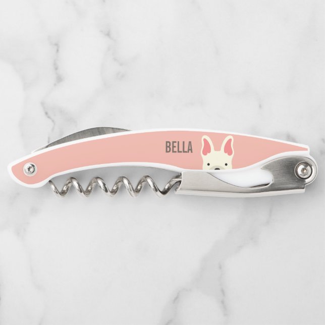 Monogramm Niedlicher Bulldog Kellnermesser (Rückseite)