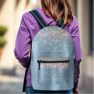 Monogramm niedlicher eisblauer Glitzer Bedruckter Rucksack