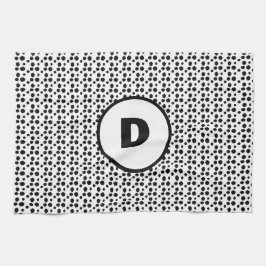 Monogramm niedlicher Punkte in Schwarzweiß Geschirrtuch