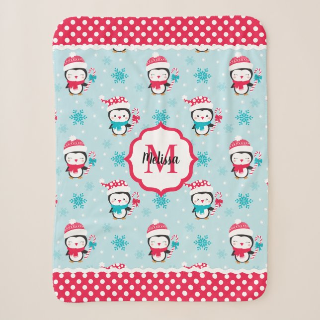 Monogramm Niedlicher Weihnachtsfeiertag Sherpadecke (Vorderseite)