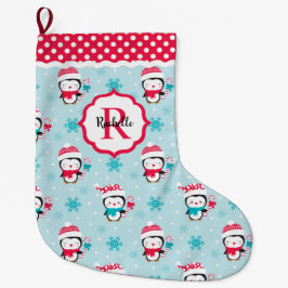 Monogramm Niedlicher Winterpinguin Großer Weihnachtsstrumpf