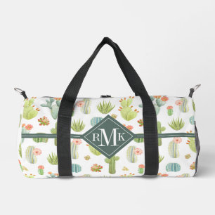 Monogramm   Niedliches Kaktus Stehendes Muster Duffle Bag