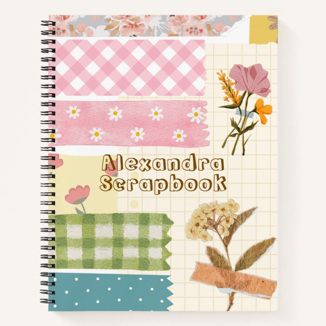 Monogramm niedliches Schmalbuch Girly Retro Modern Notizbuch (Vorderseite)