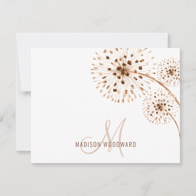 Monogramm-Note-Karte für rustikale Blume Mitteilungskarte (Vorderseite)