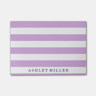 Monogramm-Notizen für Lila Streifen Post-it Klebezettel