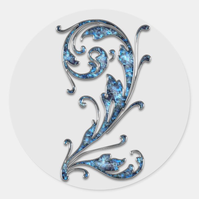 Monogramm Nummer 2 Aufkleber (Vorderseite)