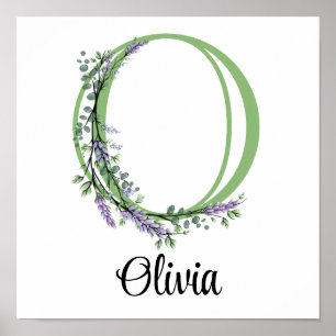 Monogramm O Lavendel-Eukalyptus-Kinderzimmer  Poster