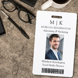 Monogramm oder Firmenlogo Barcode Foto Ausweis