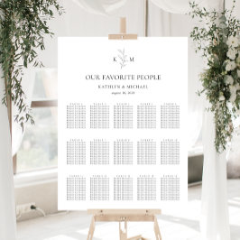 Monogramm Olivenblatt Hochzeit 15 Tafelsitzdiagram Poster