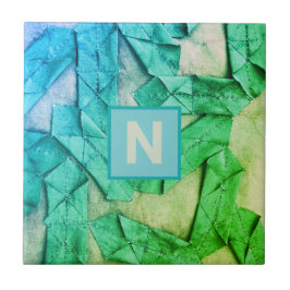 Monogramm ombre cyan aquamarin grün nautisch abstr fliese