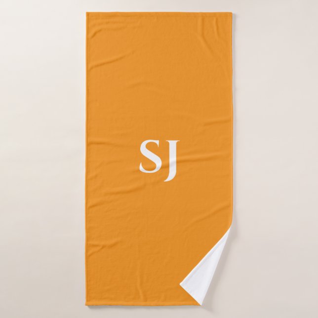 Monogramm orange gelber weißer Name Stilvolles Dek Badhandtuch Set (Badehandtuch)