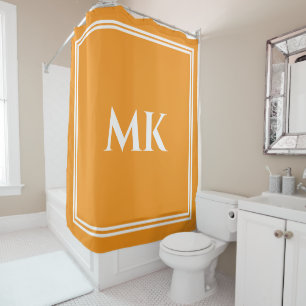 Monogramm orange gelber weißer Name Stilvolles Dek Duschvorhang