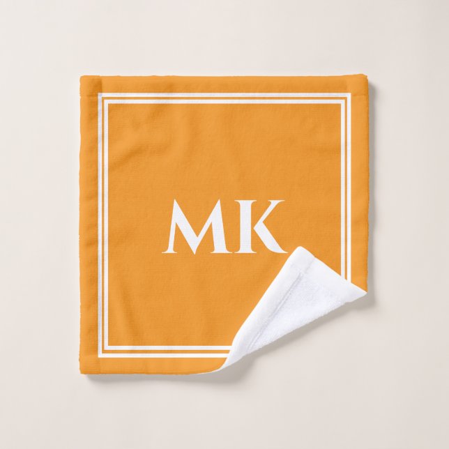 Monogramm orange gelber weißer Name Stilvolles Dek Waschlappen (Waschlappen)