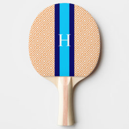 Monogramm-orange griechisches SchlüsselKlingeln Tischtennis Schläger