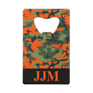 Monogramm Orange Jagdcamo Camouflage  Geldbeutel Flaschenöffner