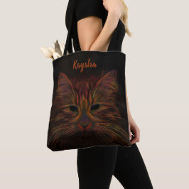 Monogramm-orange Rost-Kupfer-Katzen-Foto-Kunst Tasche
