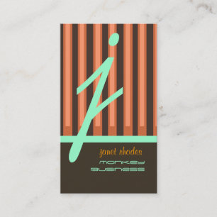 Monogramm orange/schokolade/seafoam Streifen Visitenkarte