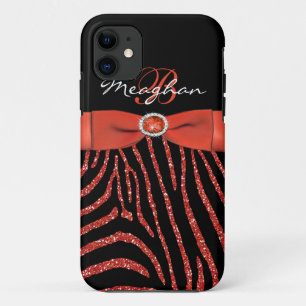 Monogramm orange, schwarzer GlitzerZebra iPhone 5 title_seo2