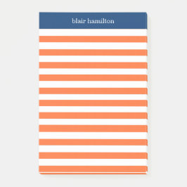 Monogramm Orange Streifen Post-it Klebezettel