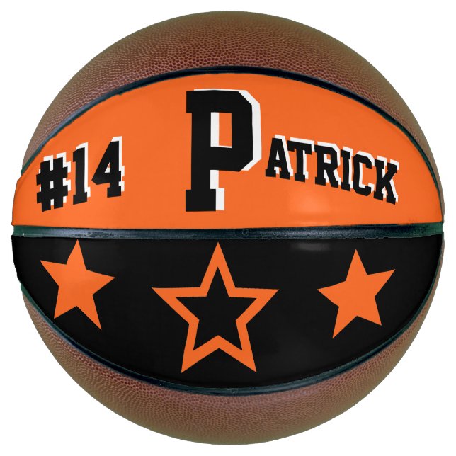 Monogramm Orange und Schwarz Basketball (Vorderseite)