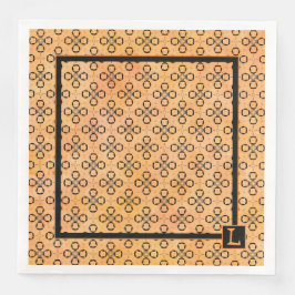 Monogramm Orange- und Schwarz-Retro-Muster Serviette