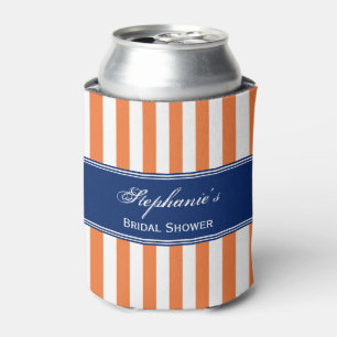 Monogramm Orange und weiße Streifen mit Royal Blue Dosenkühler