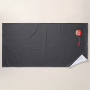 Monogramm orangefarbener Brief C graues Handtuch