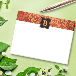 Monogramm-Orangenblatt-Muster modern Post-it Klebezettel