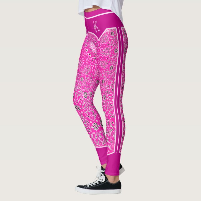 Monogramm Oriental Pink Arabesques Leggings (Links)