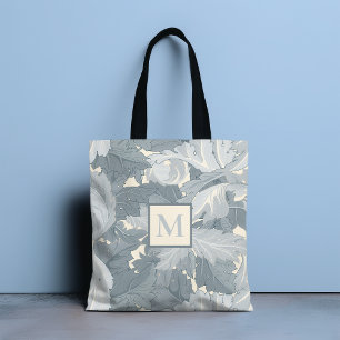 Monogramm-Ornament Retro-Grau Blumenblätter Tasche