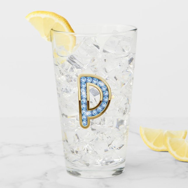 Monogramm P - 16 oz Glas (Vorderseite Ice)