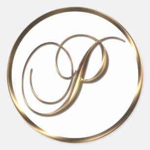 Monogramm P-Imitat Bronze Runder Aufkleber