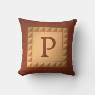 Monogramm P: Marquetrie-Effekt Initial und Muster Kissen