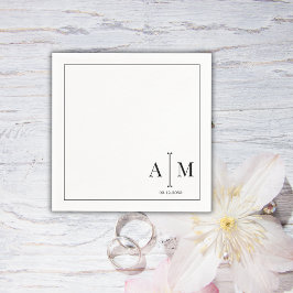 Monogramm Paar Datum Einfacher Rahmen Hochzeit Serviette