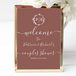 Monogramm Paare Willkommensschild für die Babypart Poster