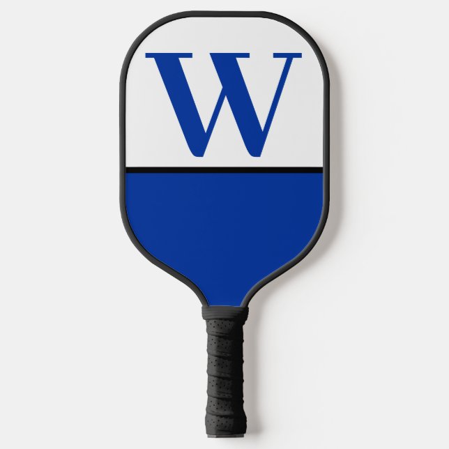 Monogramm-Paddel mit blauer und weißer Uni Pickleball Schläger (Vorderseite)