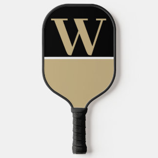 Monogramm-Paddel mit Gold- und Schwarz-Uni Pickleball Schläger