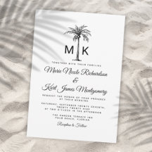 Monogramm Palmenbaum formelle Strandhochzeit