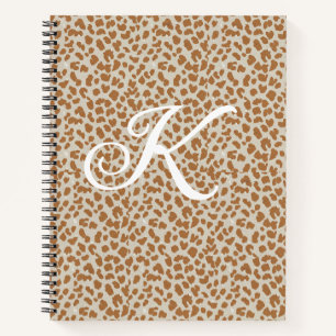 Monogramm Pantherfell hellbraunes Muster Name Buch