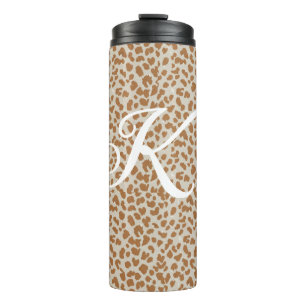 Monogramm Pantherfell hellbraunes Muster Name Buch Thermosbecher