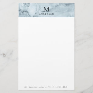 Monogramm-Papier aus männlich-blauem Marmor Briefpapier