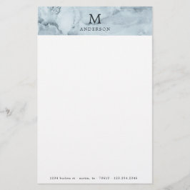 Monogramm-Papier aus männlich-blauem Marmor Briefpapier