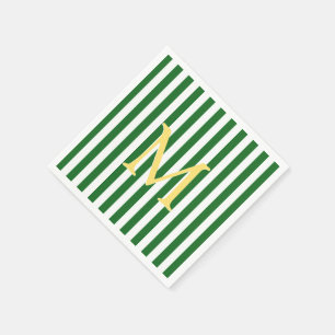 Monogramm-Papier mit grünem und weißem Streifen Na Serviette