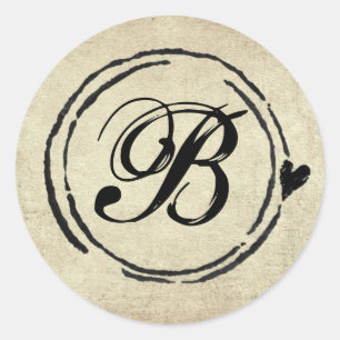 Monogramm-Pass-Briefmarken-Aufkleber Runder Aufkleber