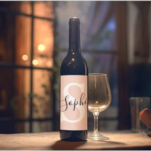 Monogramm Pastell mit Personalisiertem modernen Na Weinetikett