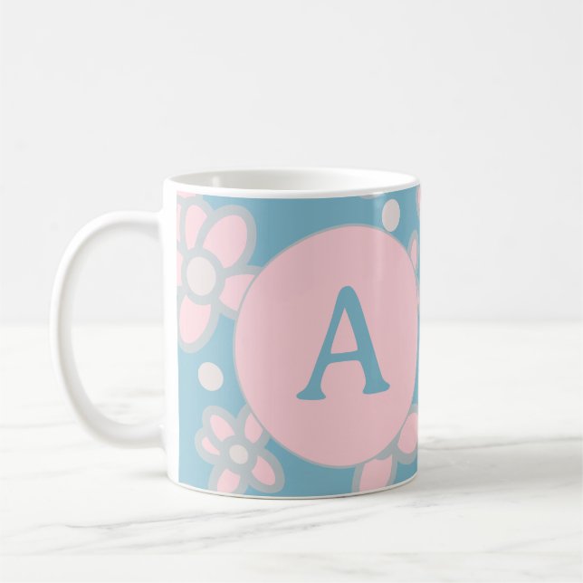 Monogramm Pastell Retro Kaffeetasse (Links)