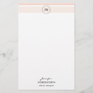 Monogramm Pastell Streifen Beruflich Stationierung Briefpapier