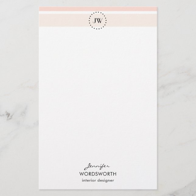 Monogramm Pastell Streifen Beruflich Stationierung Briefpapier (Vorderseite)