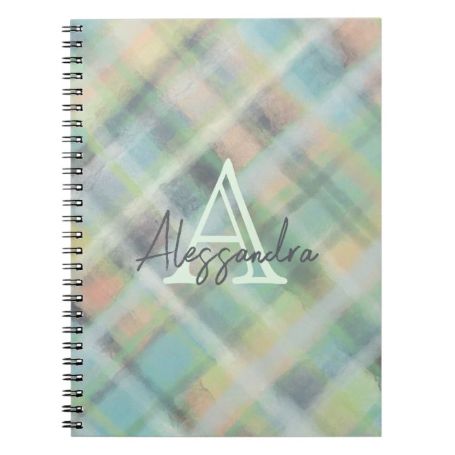 Monogramm Pastellkarton aquamarin-gelb-grün Notizblock (Vorderseite)