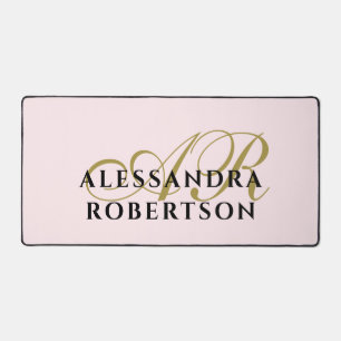Monogramm Pastellrosa Minimalistischer Stilvoller  Schreibtischunterlage